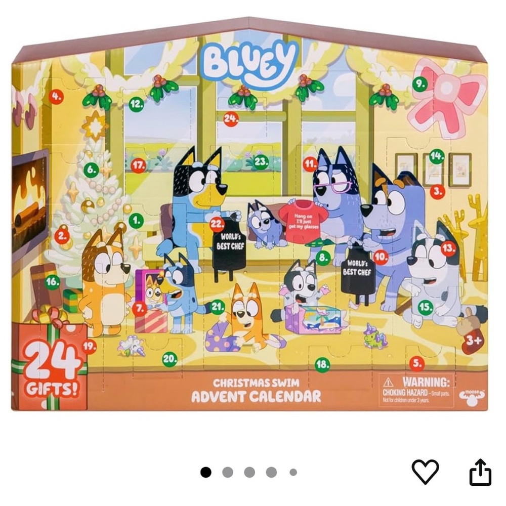 Bluey’s Christmas Swim Advent Calendar 24 Surprises, 3 Figures, 18 Accessories